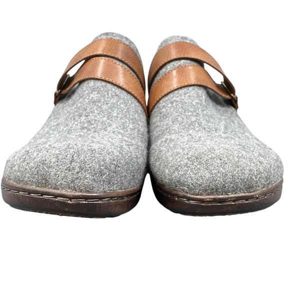 Born BOC Mae Wool Comfort Clog 11 Gray Fleece Lined Y2K Heel Academia Boho Cozy - Picture 7 of 14
